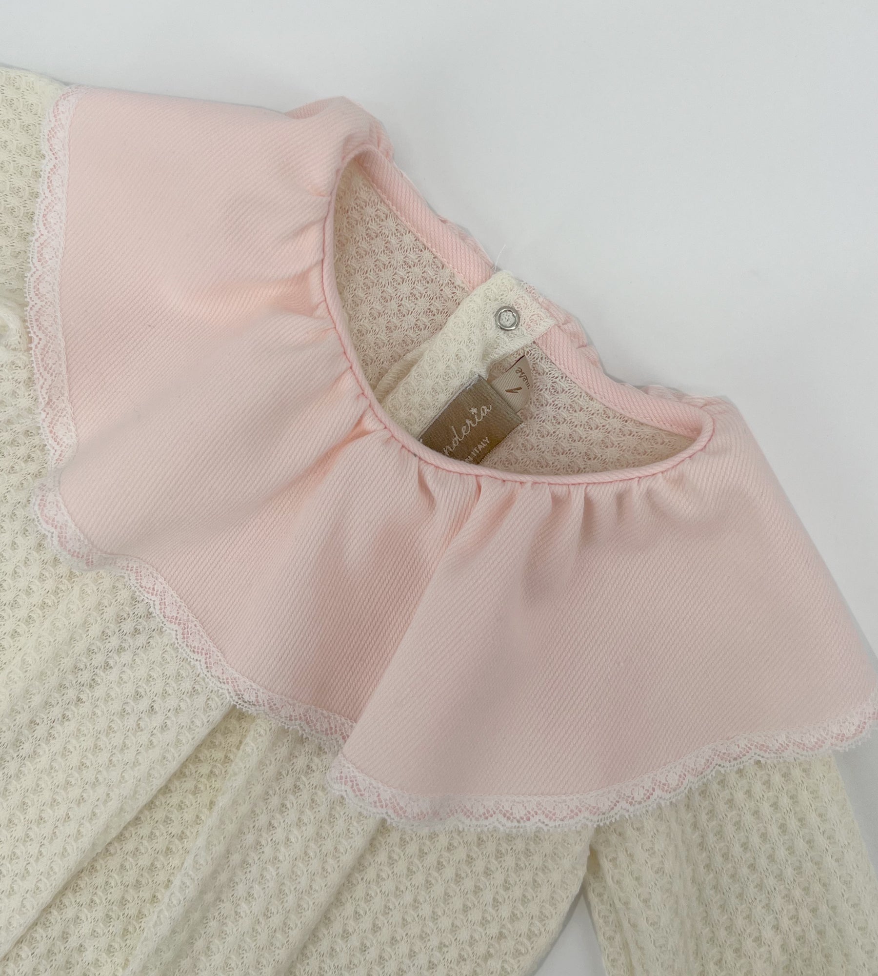 PINK VOULANT NECK SWEATER OVERALL