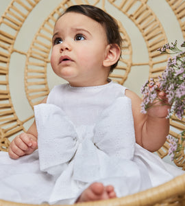 WHITE LINEN DRESS WITH BOW