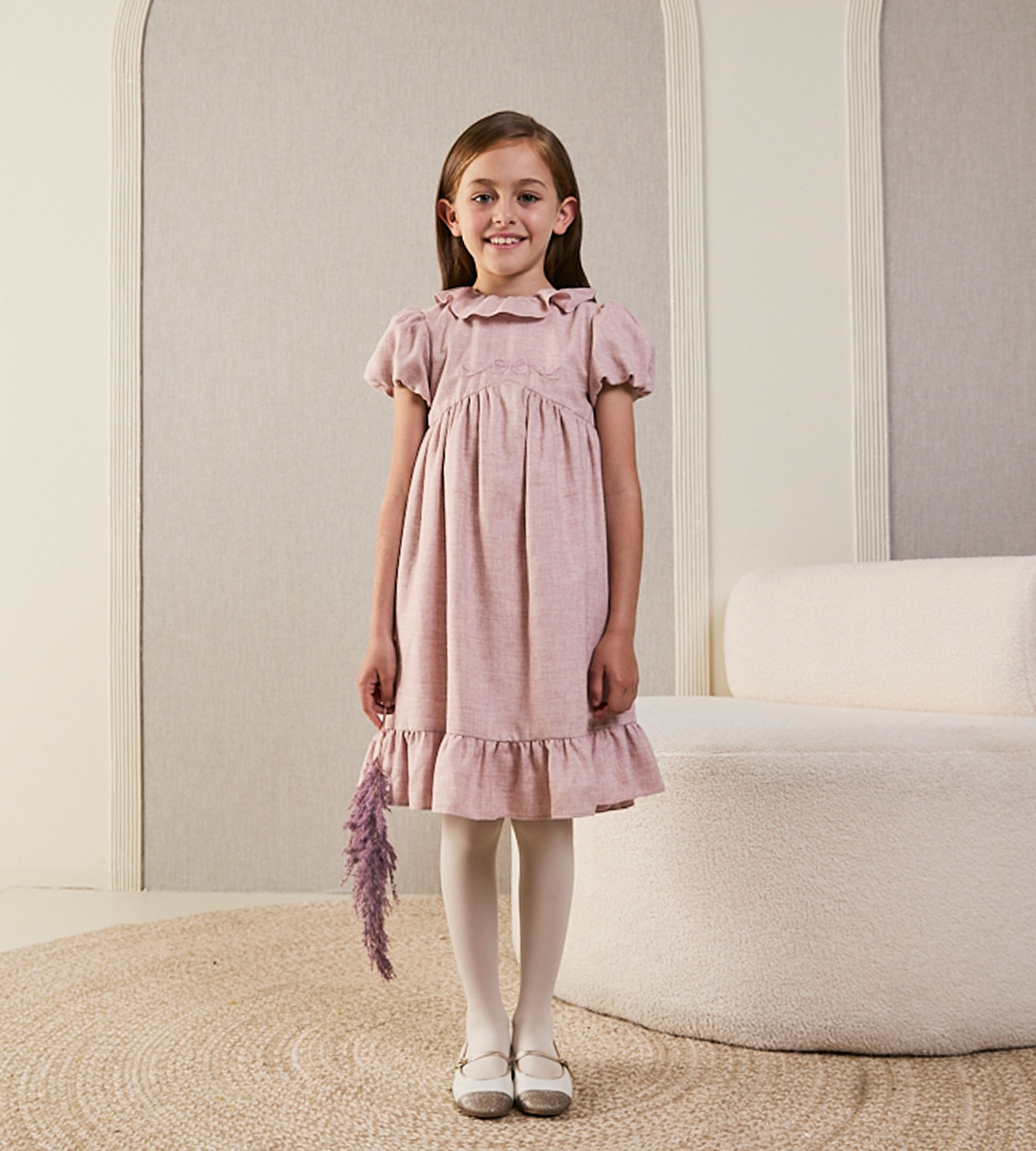 PINK DRESS WITH EMBROIDERY