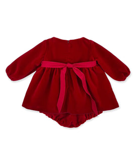 ABITO VELLUTO ROSSO CON FIOCCO