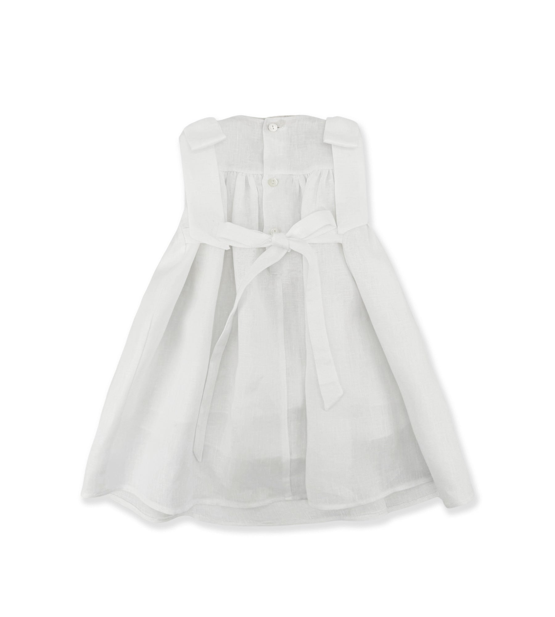 WHITE LINEN DRESS WITH EMBROIDERY