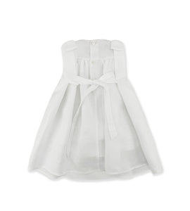 WHITE LINEN DRESS WITH EMBROIDERY