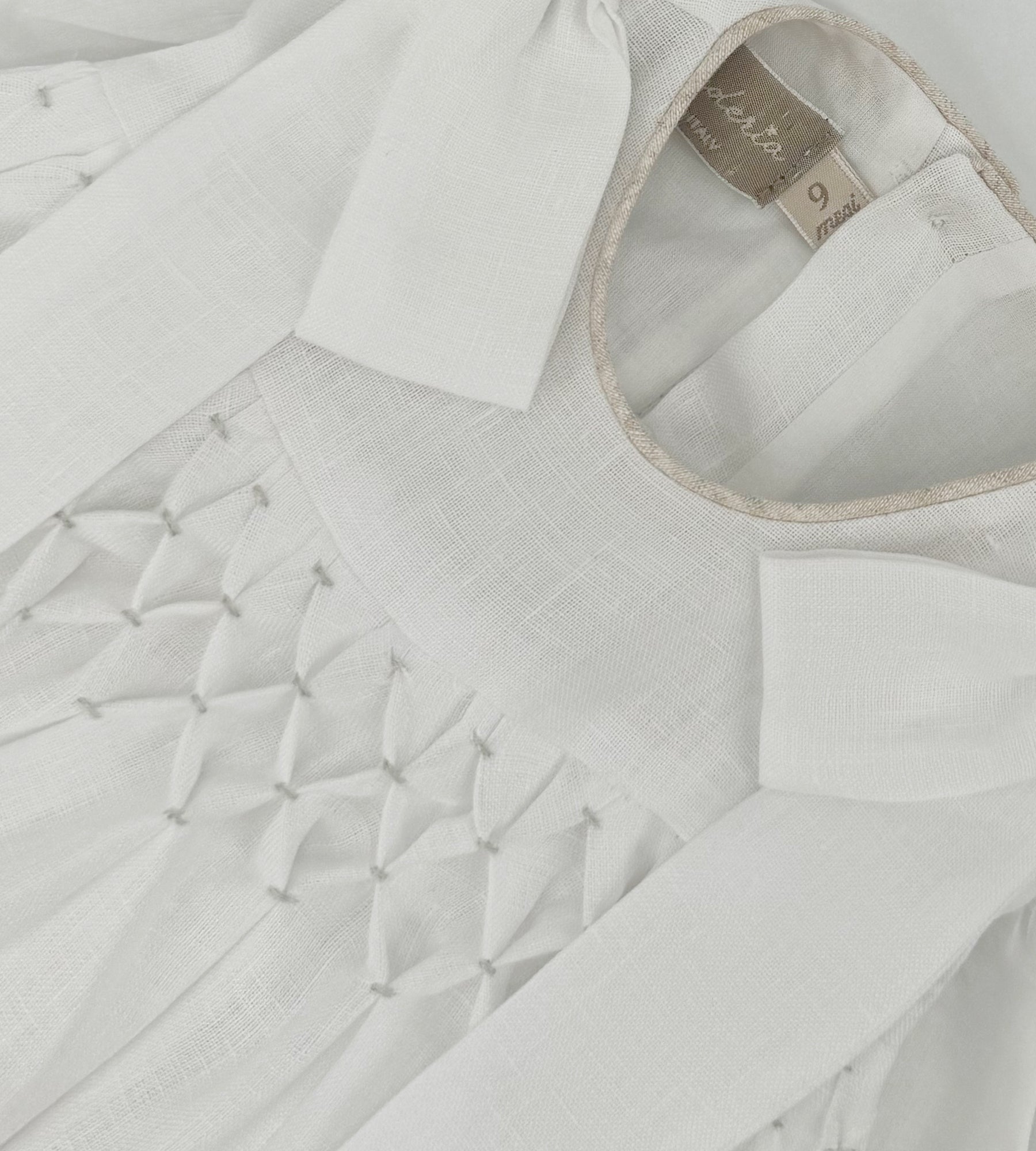 WHITE LINEN DRESS WITH EMBROIDERY