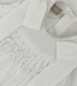 WHITE LINEN DRESS WITH EMBROIDERY