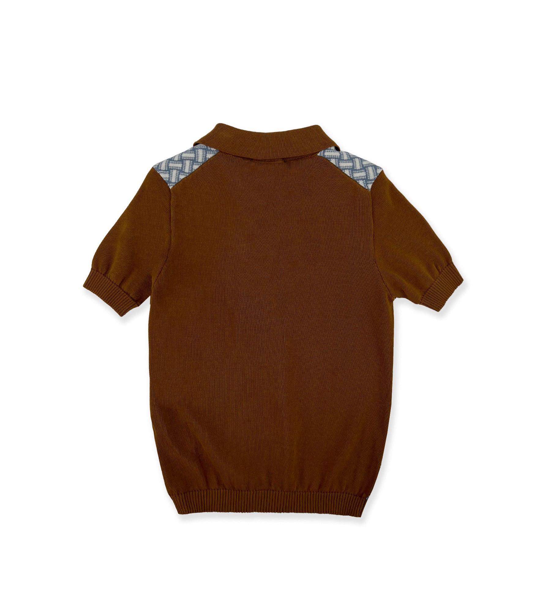 TOBACCO AND BLUE KNIT POLO SHIRT