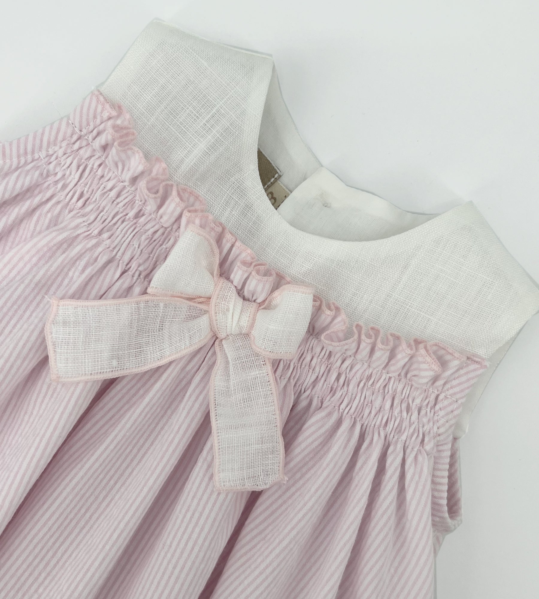 WHITE AND PINK STRIPED DRESS