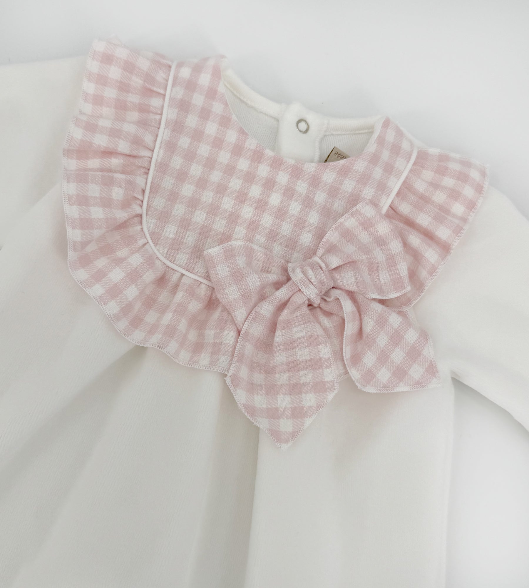 WHITE AND PINK VICHY ONESIE 