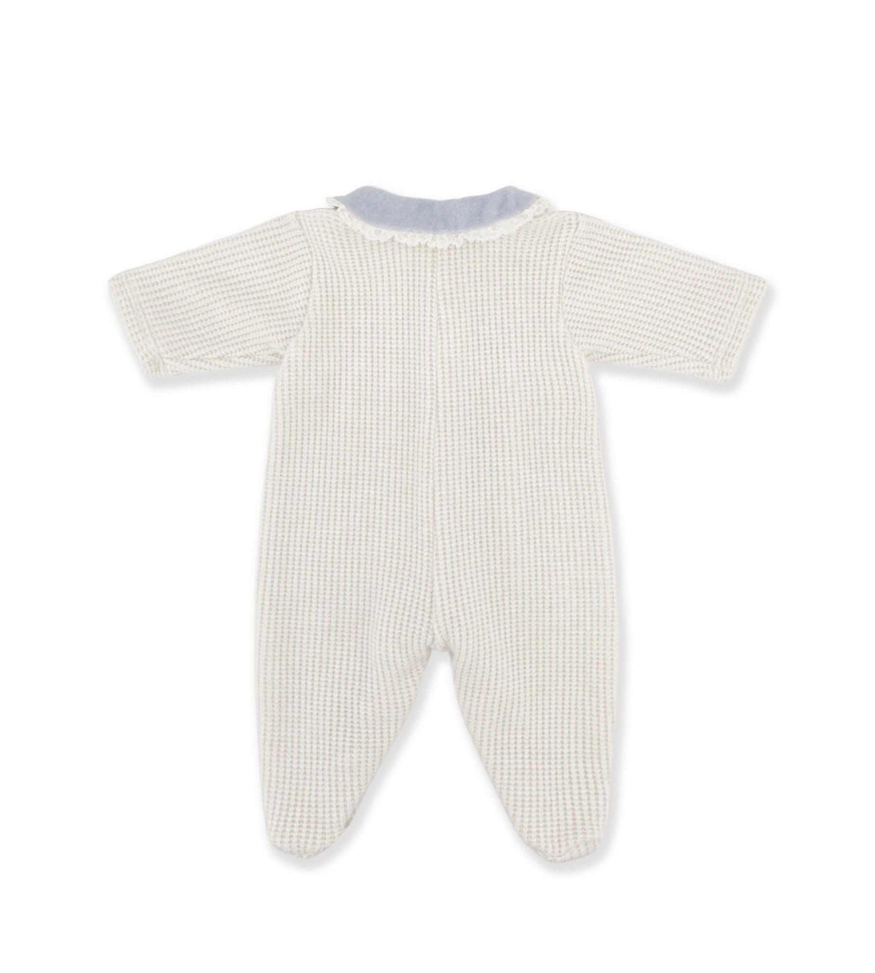 TUTINA IN MAGLIA BIANCA CON RICAMO AZZURRO