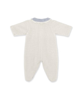 TUTINA IN MAGLIA BIANCA CON RICAMO AZZURRO