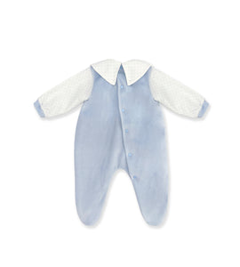 BLUE ONESIE WITH PETER PAN COLLAR