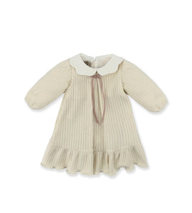IVORY RIBBED DRESS WITH BOW