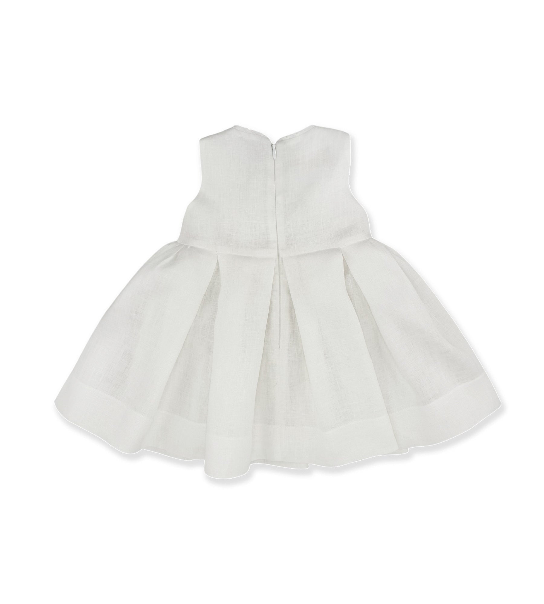 WHITE LINEN DRESS WITH BOW