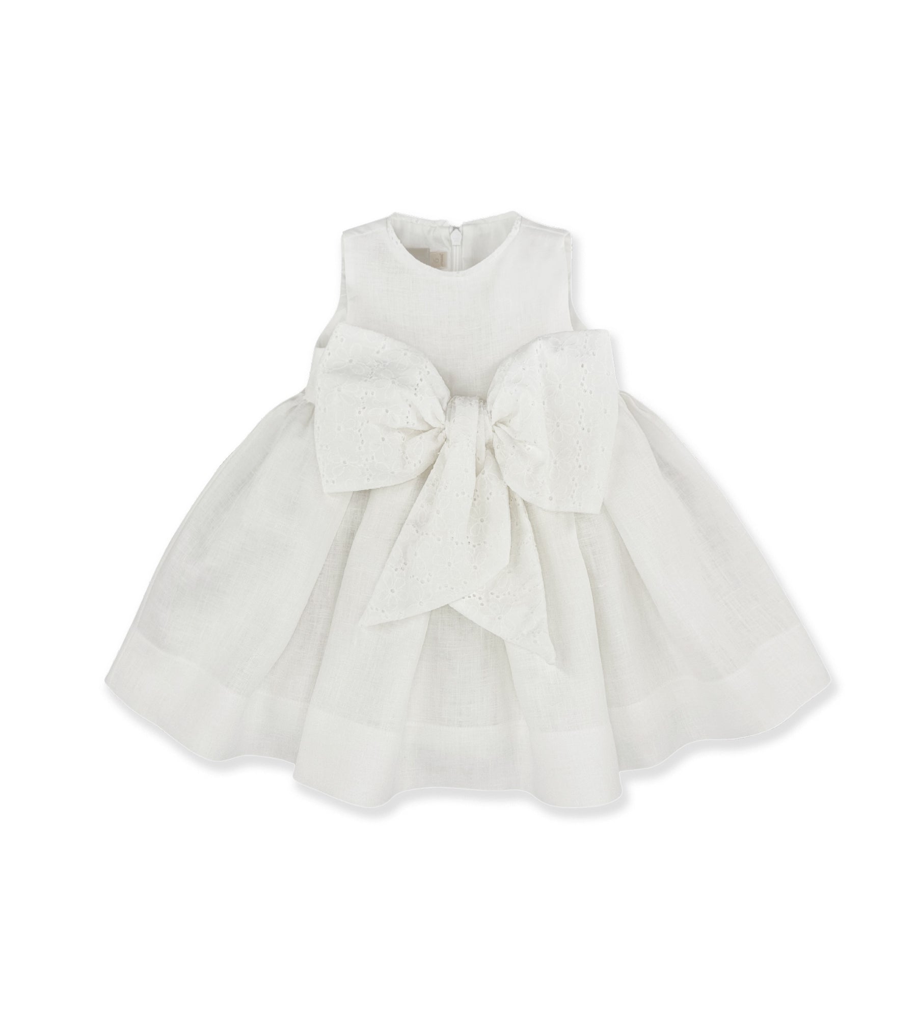WHITE LINEN DRESS WITH BOW