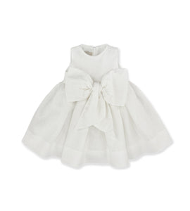 WHITE LINEN DRESS WITH BOW