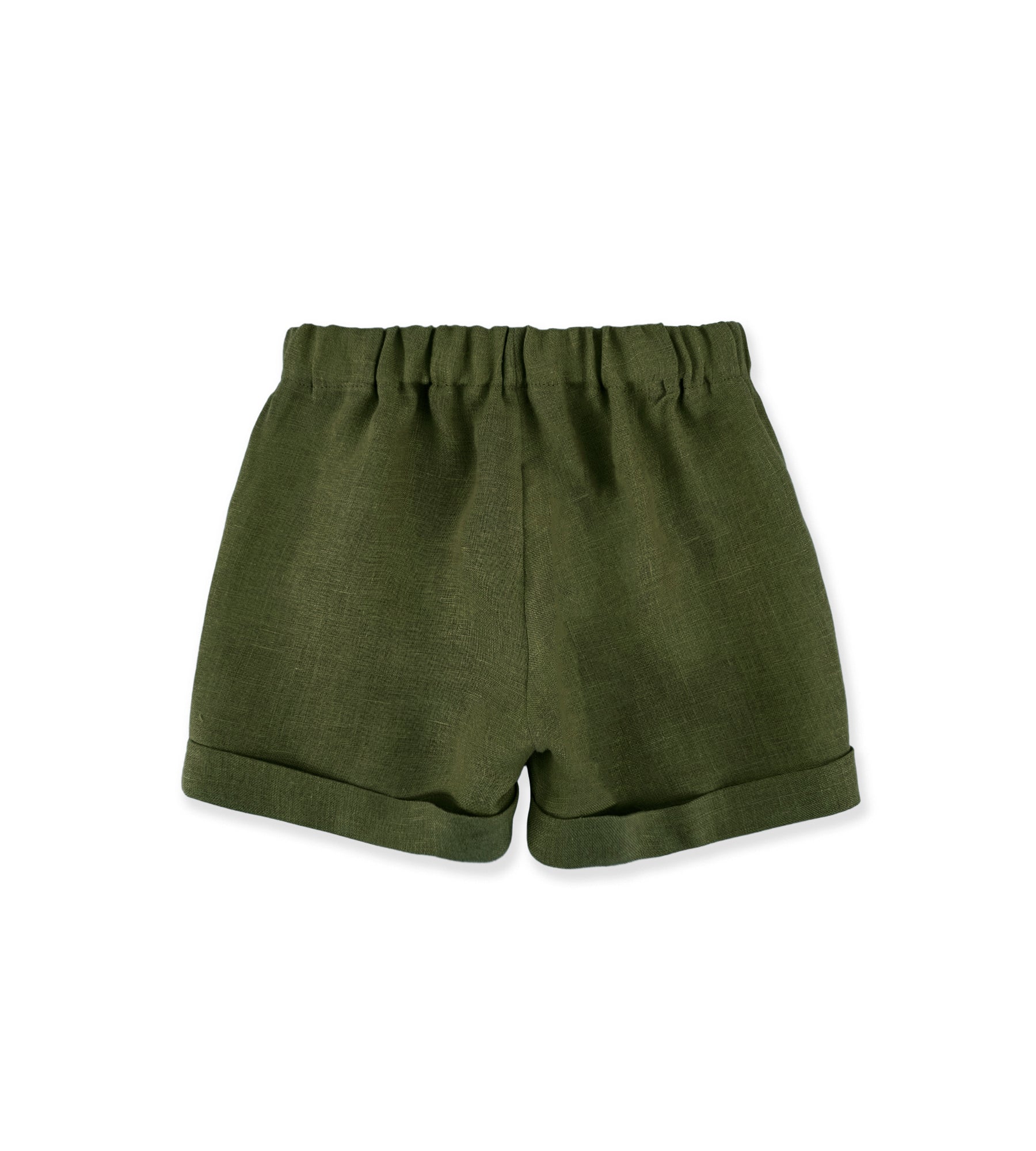 GREEN LINEN SHORTS