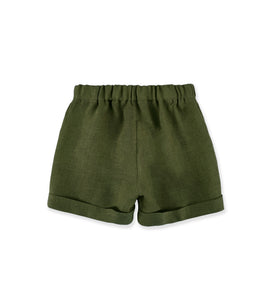 GREEN LINEN SHORTS