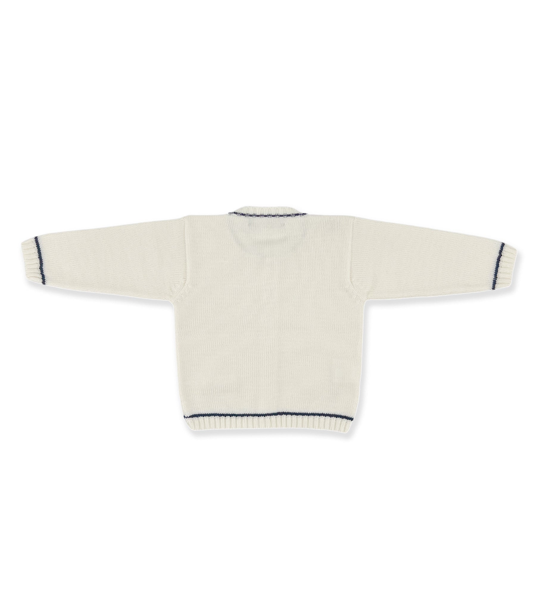 CARDIGAN IN CASHWOOL WHITE AND BLUE