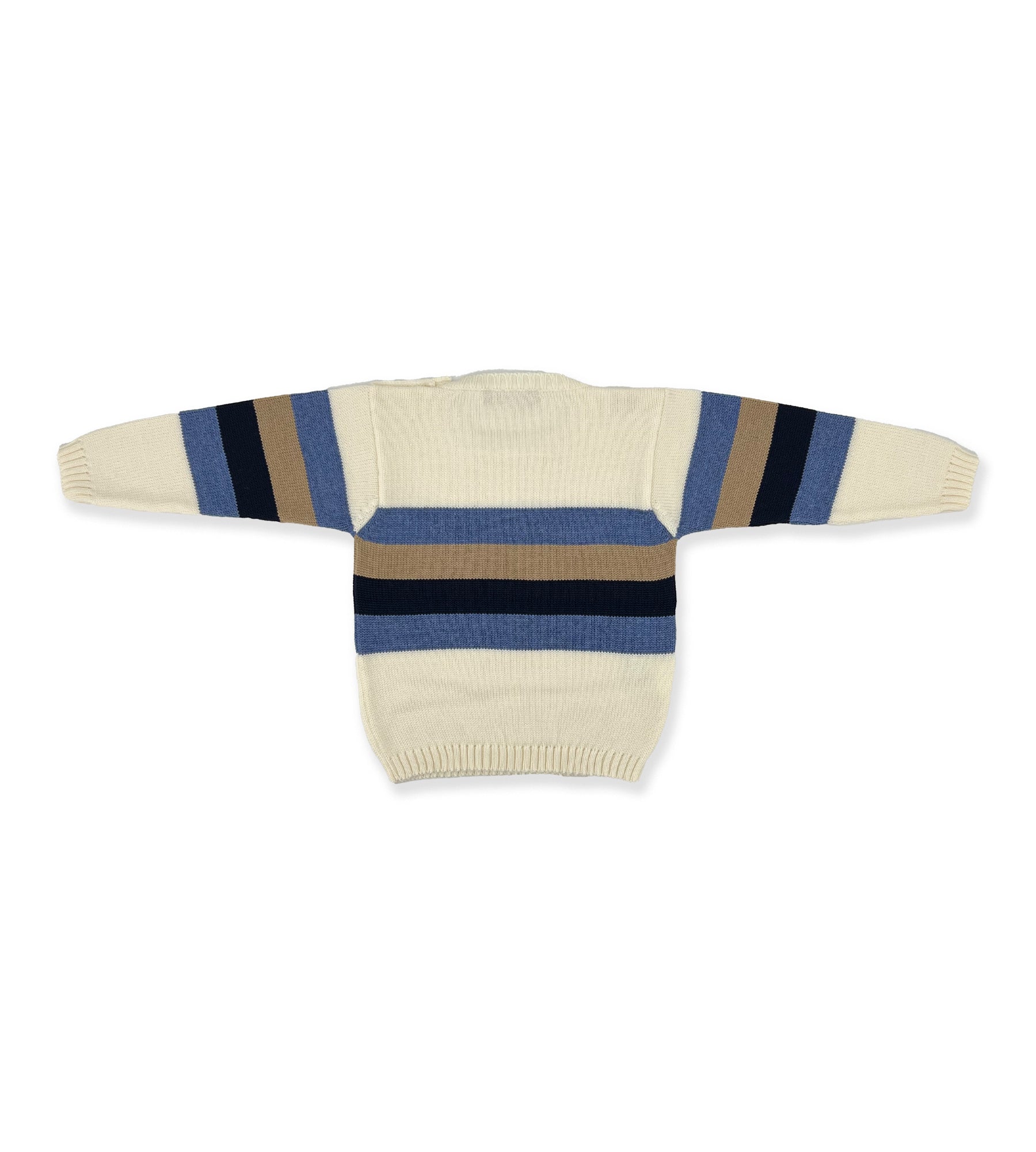 PULLOVER IN CASHWOOL WHITE AND BLUE