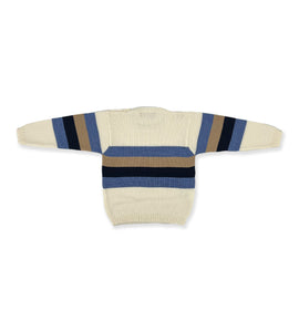 PULLOVER IN CASHWOOL WHITE AND BLUE