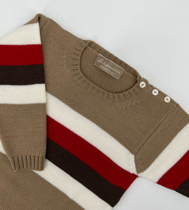 SWEATER IN CARAMEL AND RED CASHWOOL 