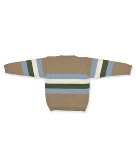 CARAMEL AND BLUE CASHWOOL SWEATER