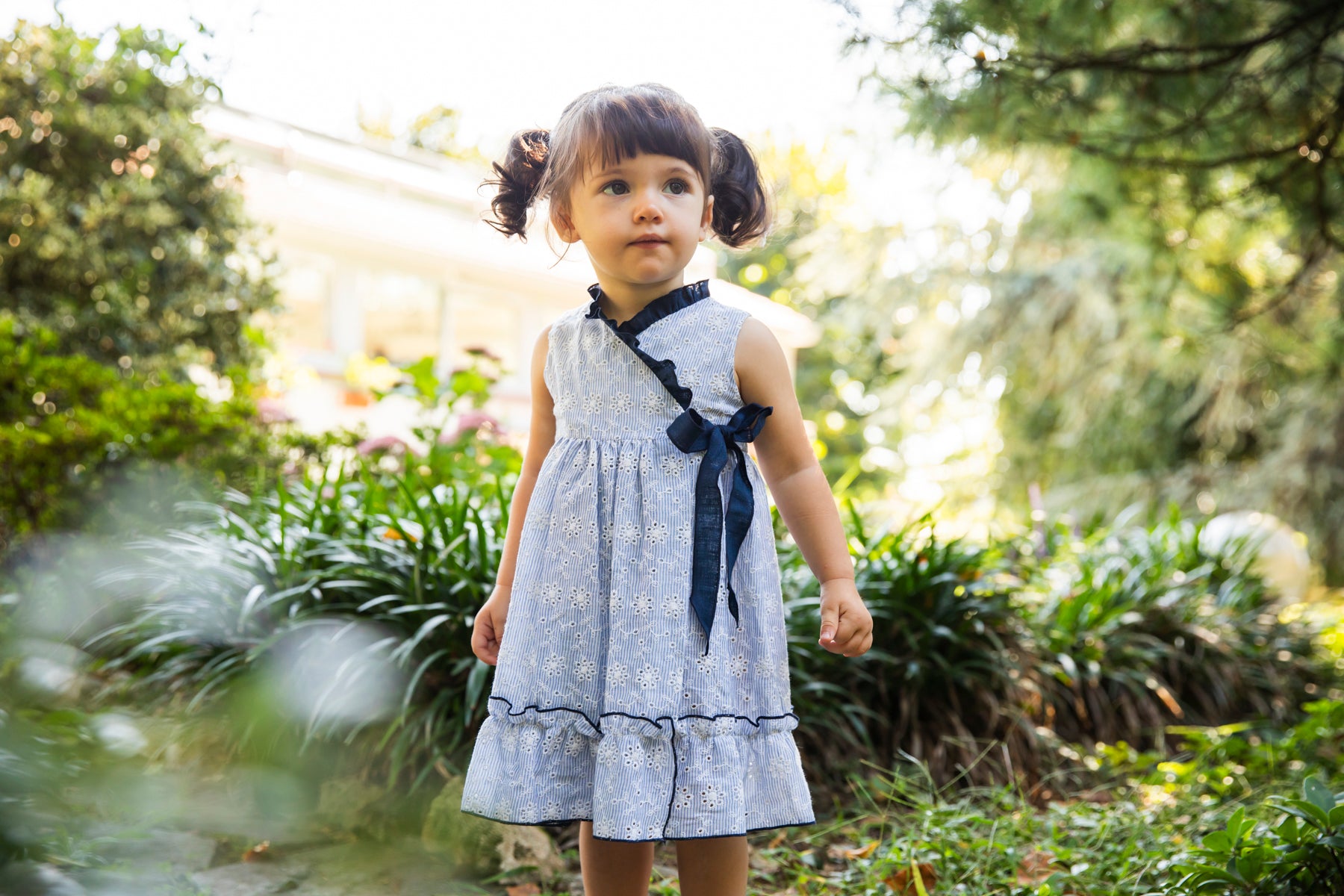 BLUE STRIPED DRESS AND EMBROIDERIES